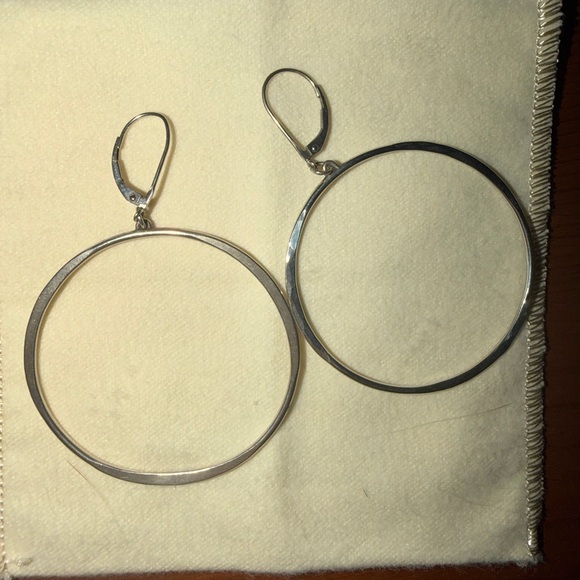 RETIRED James Avery Large Classic Hammered Sterling Silver Hoop Earrings 925 - Picture 2 of 2